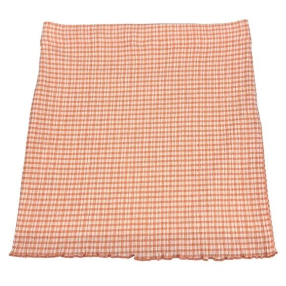WILFRED Aritzia Reunion Seersucker High-Waisted Tube Skirt Size Medium Orange - Picture 8 of 8